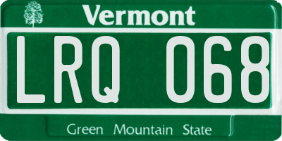 VT license plate LRQ068