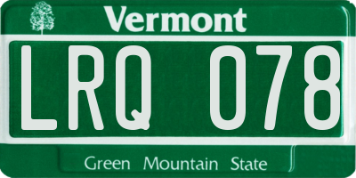 VT license plate LRQ078