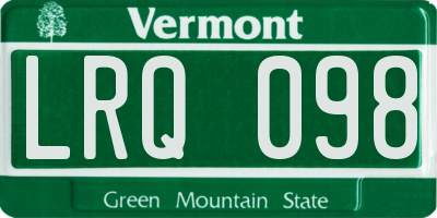 VT license plate LRQ098