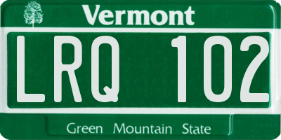 VT license plate LRQ102