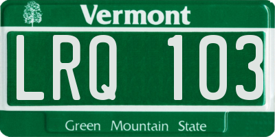 VT license plate LRQ103