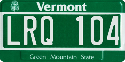 VT license plate LRQ104