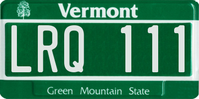 VT license plate LRQ111