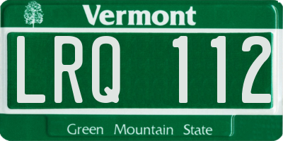 VT license plate LRQ112