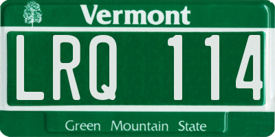 VT license plate LRQ114