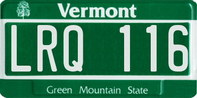VT license plate LRQ116