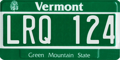 VT license plate LRQ124