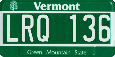 VT license plate LRQ136