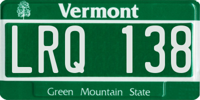 VT license plate LRQ138