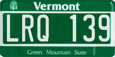 VT license plate LRQ139