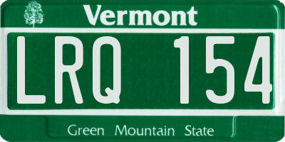 VT license plate LRQ154