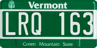 VT license plate LRQ163