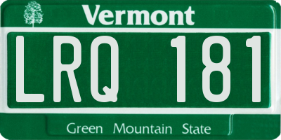 VT license plate LRQ181