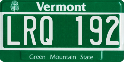 VT license plate LRQ192