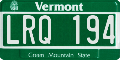 VT license plate LRQ194