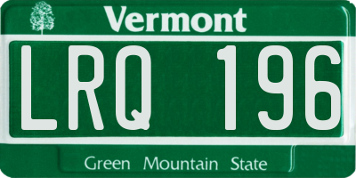 VT license plate LRQ196