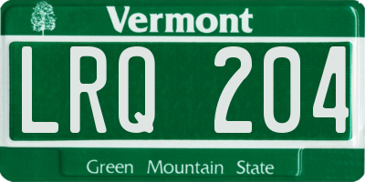 VT license plate LRQ204