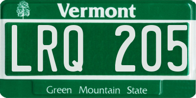 VT license plate LRQ205