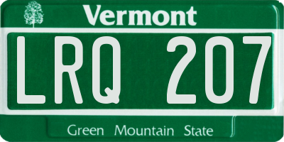 VT license plate LRQ207
