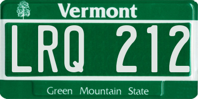 VT license plate LRQ212