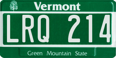 VT license plate LRQ214