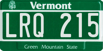 VT license plate LRQ215