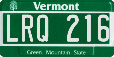 VT license plate LRQ216