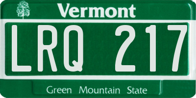 VT license plate LRQ217
