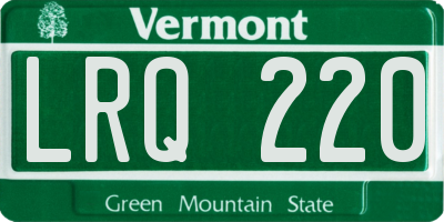 VT license plate LRQ220