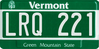 VT license plate LRQ221