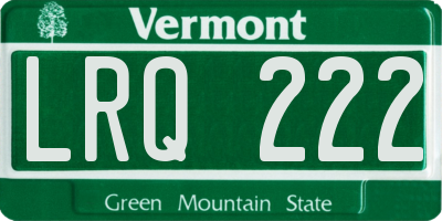 VT license plate LRQ222