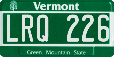 VT license plate LRQ226