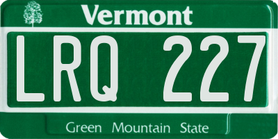 VT license plate LRQ227
