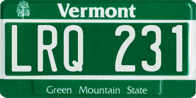VT license plate LRQ231