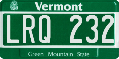 VT license plate LRQ232