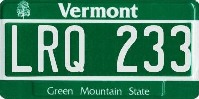 VT license plate LRQ233