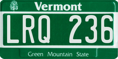 VT license plate LRQ236