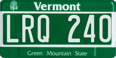VT license plate LRQ240