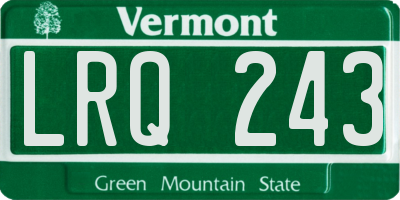 VT license plate LRQ243