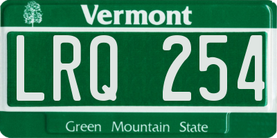 VT license plate LRQ254