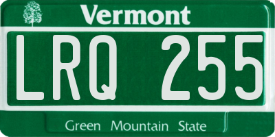 VT license plate LRQ255