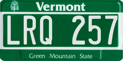 VT license plate LRQ257