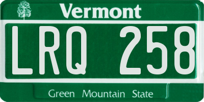 VT license plate LRQ258