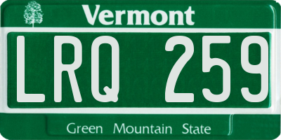 VT license plate LRQ259