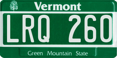 VT license plate LRQ260