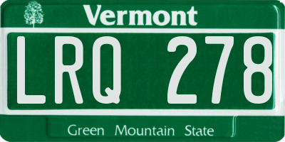VT license plate LRQ278