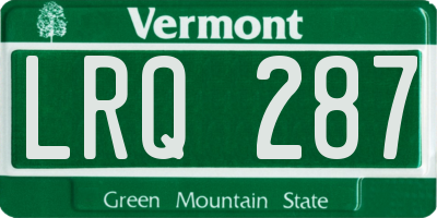 VT license plate LRQ287