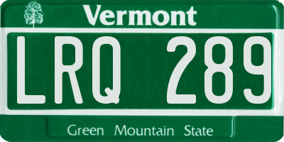 VT license plate LRQ289