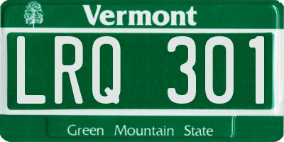 VT license plate LRQ301