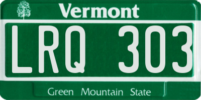VT license plate LRQ303